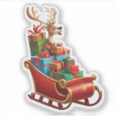 Festive Christmas Reindeer Sticker (Voorkant)