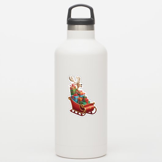 Festive Christmas Reindeer Sticker (Waterfles)