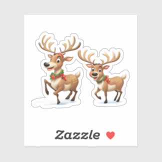 Festive Christmas Reindeer Sticker