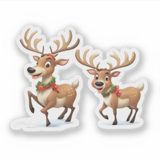 Festive Christmas Reindeer Sticker (Voorkant)