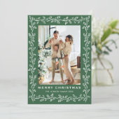 Festive Christmas Sage Green Bow Ribbon 3 Photo Feestdagenkaart (Staand voorkant)