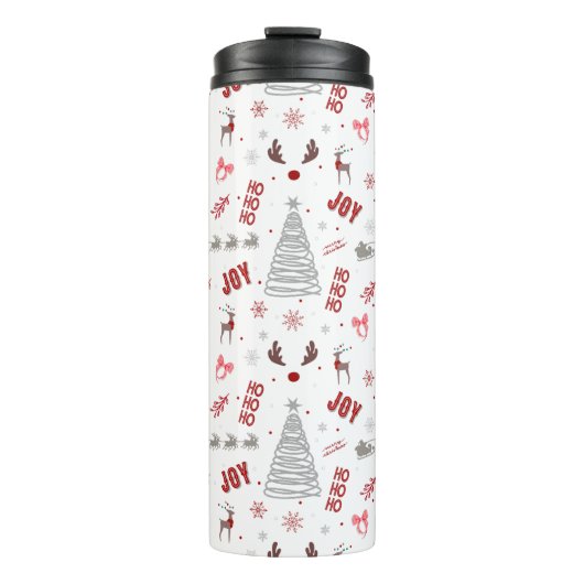 Festive Christmas – Santa, Reindeer & Joy Design Thermosbeker (Voorkant)