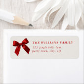 FESTIVE CHRISTMAS simple modern red ribbon bow Etiket (Insitu)