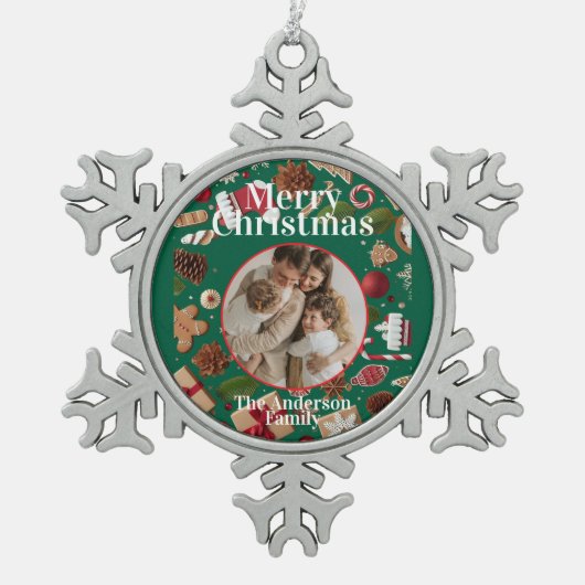 Festive Christmas Snowflake Framed Ornament (Voorkant)