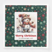 Festive Christmas Snowman Napkins Editable Kids  Servet (Voorkant)