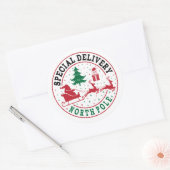 Festive Christmas special delivery North Pole Ronde Sticker (Envelop)