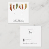 FESTIVE CHRISTMAS STOCKINGS STUD EARRING DISPLAY VIERKANTE VISITEKAARTJE (Voorkant / Achterkant)