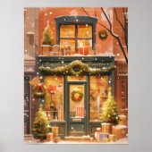 Festive Christmas Storefront Scene Poster (Voorkant)
