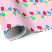 Festive Christmas String Lights on Pink Cadeaupapier (Rol Hoek)