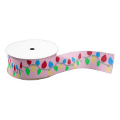 Festive Christmas String Lights on Pink Grosgrain Lint (Spoel)