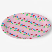 Festive Christmas String Lights on Pink Papieren Bordje (Gekanteld)