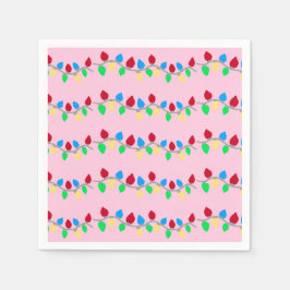 Festive Christmas String Lights on Pink Servet