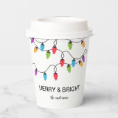 Festive Christmas String Lights Personalized Papieren Bekers (Achterkant)
