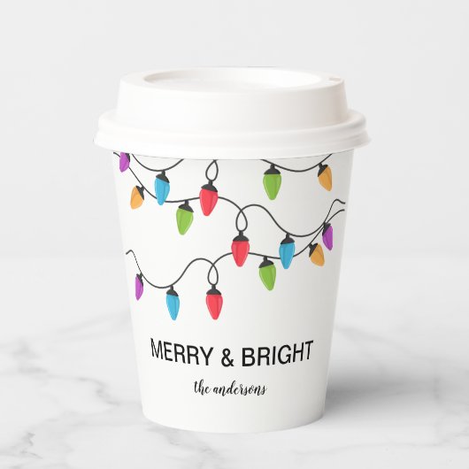 Festive Christmas String Lights Personalized Papieren Bekers (Voorkant)