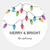 Festive Christmas String Lights Personalized Ronde Sticker (Voorkant)
