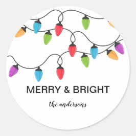 Festive Christmas String Lights Personalized Ronde Sticker