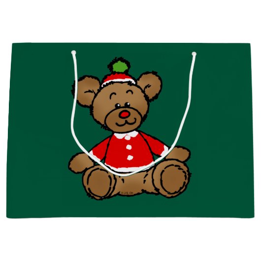 Festive Christmas Teddy Bear Design Groot Cadeauzakje (Voorkant)
