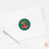 Festive Christmas Teddy Bear Design Ronde Sticker (Envelop)