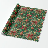 Festive Christmas Theme Colorful Pattern Cadeaupapier (Uitgerold)