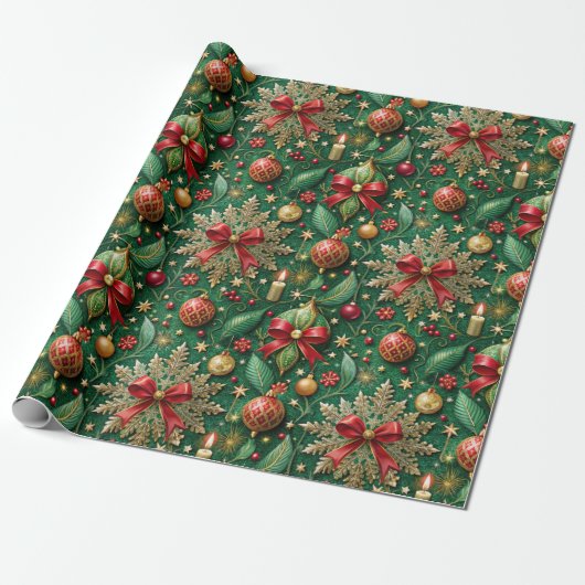 Festive Christmas Theme Colorful Pattern Cadeaupapier (Uitgerold)
