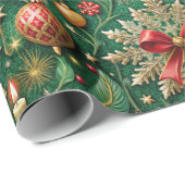 Festive Christmas Theme Colorful Pattern Cadeaupapier (Rol Hoek)