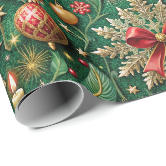 Festive Christmas Theme Colorful Pattern Cadeaupapier (Rol Hoek)