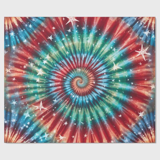 Festive Christmas Tie Dye Spiral Cadeaupapier (Vlak)