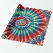 Festive Christmas Tie Dye Spiral Cadeaupapier (Uitgerold)