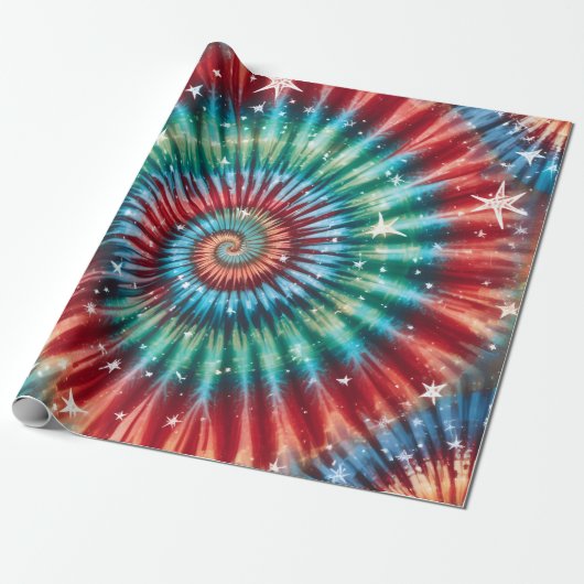 Festive Christmas Tie Dye Spiral Cadeaupapier (Uitgerold)