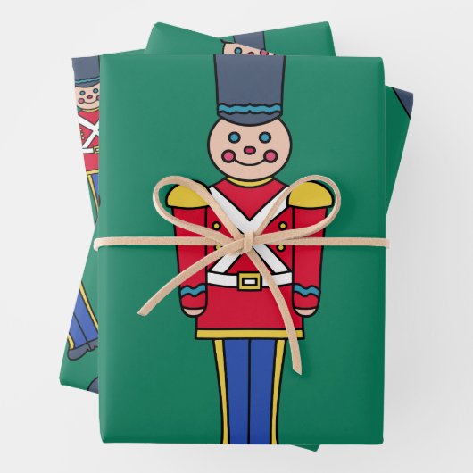 Festive Christmas Toy Soldiers Wrapping Paper (In situ)