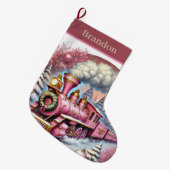 Festive Christmas train add name Grote Kerstsok (Voorkant (Hangend))
