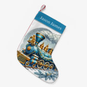 Festive Christmas  train add name Kleine Kerstsok (Voorkant (Hangend))