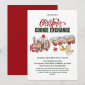 Festive Christmas Train Cookies Exchange Party Kaart (Voorkant / Achterkant)