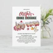 Festive Christmas Train Cookies Exchange Party Kaart (Staand voorkant)