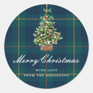 Festive Christmas Tree Holiday Gift Ronde Sticker