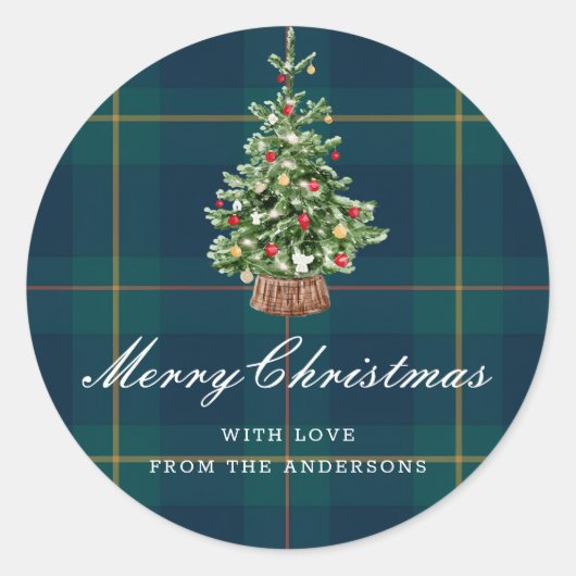 Festive Christmas Tree Holiday Gift Ronde Sticker (Voorkant)