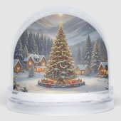 Festive Christmas tree in a mountain village Sneeuwbol (Voorkant)