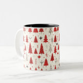 Festive Christmas Tree Mug Tweekleurige Koffiemok (Voorkant links)
