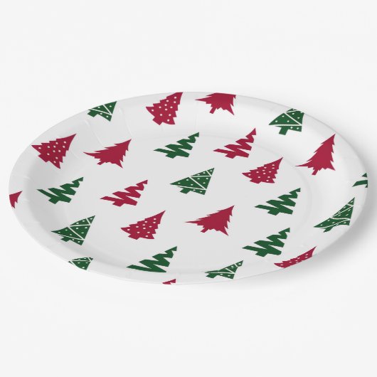 Festive Christmas Tree Paper Plates Papieren Bordje (Gekanteld)
