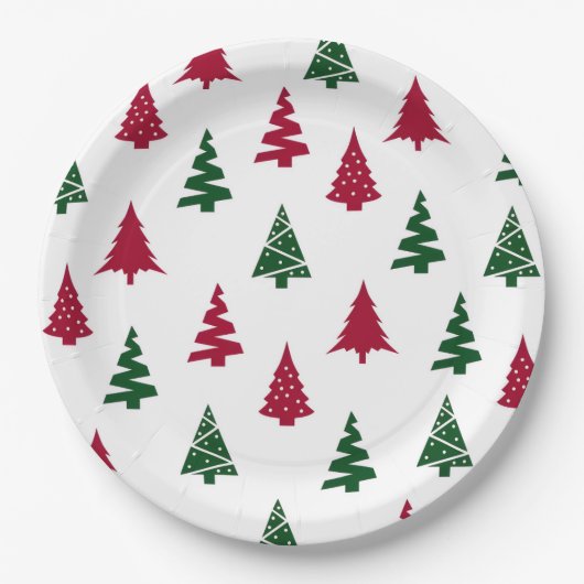 Festive Christmas Tree Paper Plates Papieren Bordje (Voorkant)