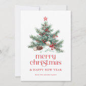 Festive Christmas Tree Red Retro Typography  Kaart (Voorkant)