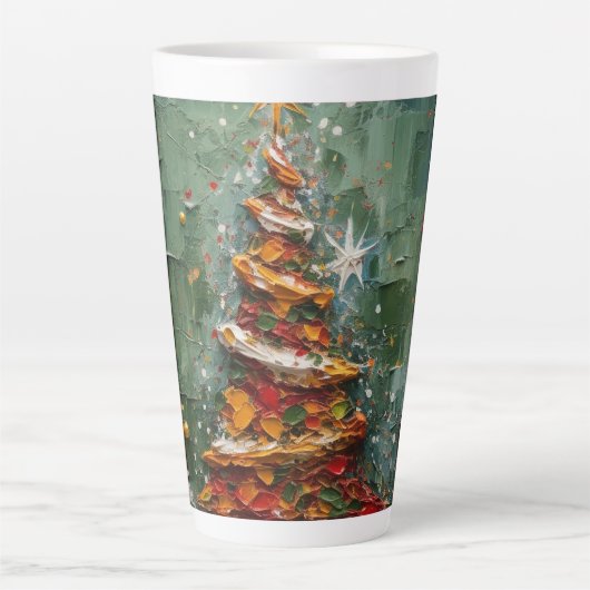 Festive Christmas Tree with Cozy Winter Design gif Latte Mok (Voorkant)