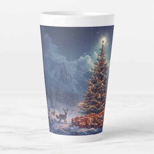 Festive Christmas Tree with Cozy Winter Design gif Latte Mok (Voorkant)