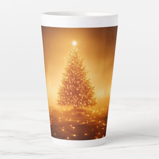 Festive Christmas Tree with Cozy Winter Design gif Latte Mok (Voorkant)