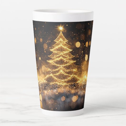 Festive Christmas Tree with Cozy Winter Design gif Latte Mok (Voorkant)