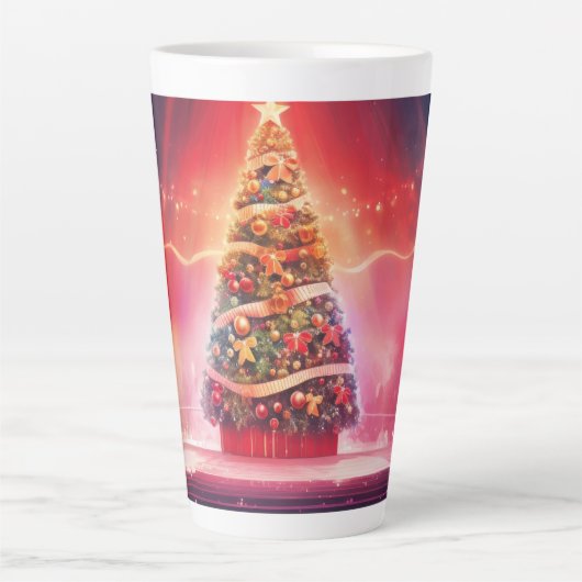 Festive Christmas Tree with Cozy Winter Design gif Latte Mok (Voorkant)