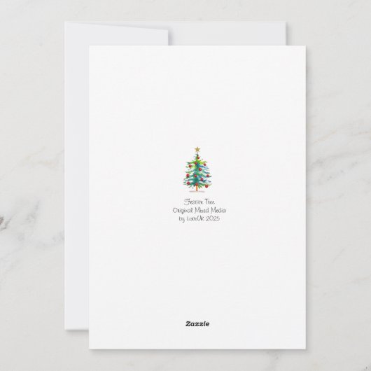 Festive Christmas Tree With Red Ornaments Feestdagenkaart (Achterkant)