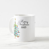 Festive Christmas Tree With Red Ornaments Koffiemok (Voorkant links)