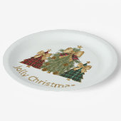 Festive Christmas Trees & Custom Name Paper Plates Papieren Bordje (Gekanteld)