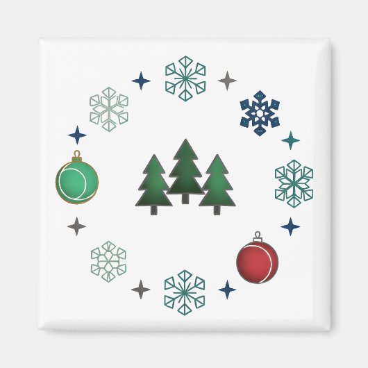 Festive Christmas Trees & Snowflakes Magneet (Voorkant)